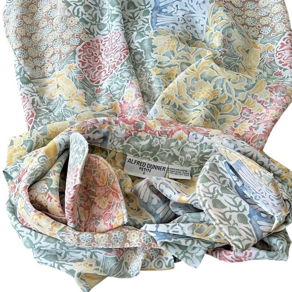 Alfred Dunner Women's Petite Floral Blouse Size 6 Multicolor Vintage - Picture 4 of 8